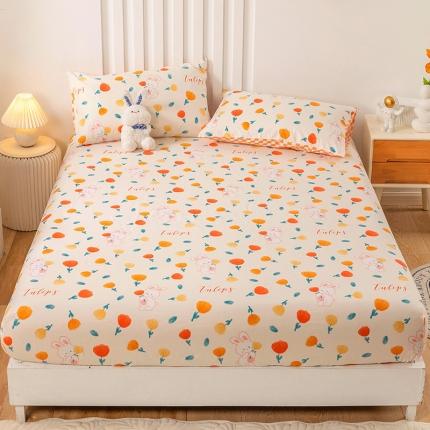 91家纺网 家纺一手货源 找家纺 名兮 2022新款纯棉印花床笠 玉兔