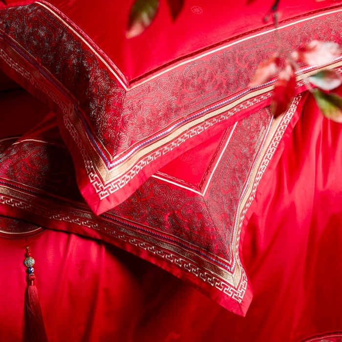 91家纺网 家纺一手货源 找家纺 (总）缔缦 2022新款全棉婚庆系列四件套多件套