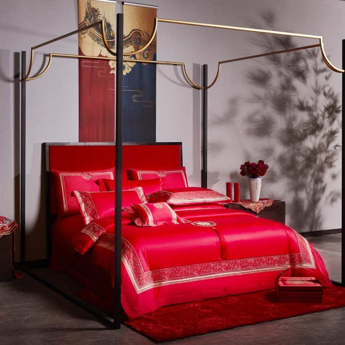 91家纺网 家纺一手货源 找家纺 (总）缔缦 2022新款全棉婚庆系列四件套多件套