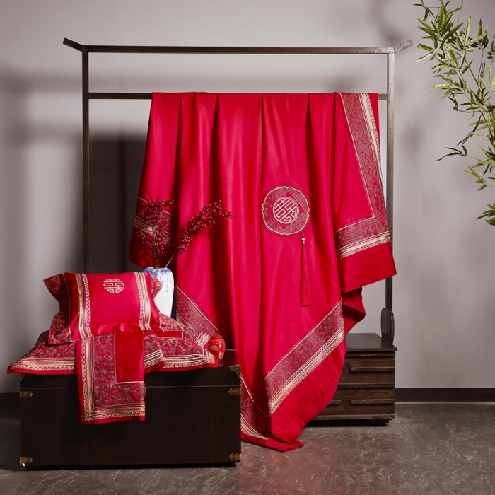 91家纺网 家纺一手货源 找家纺 (总）缔缦 2022新款全棉婚庆系列四件套多件套