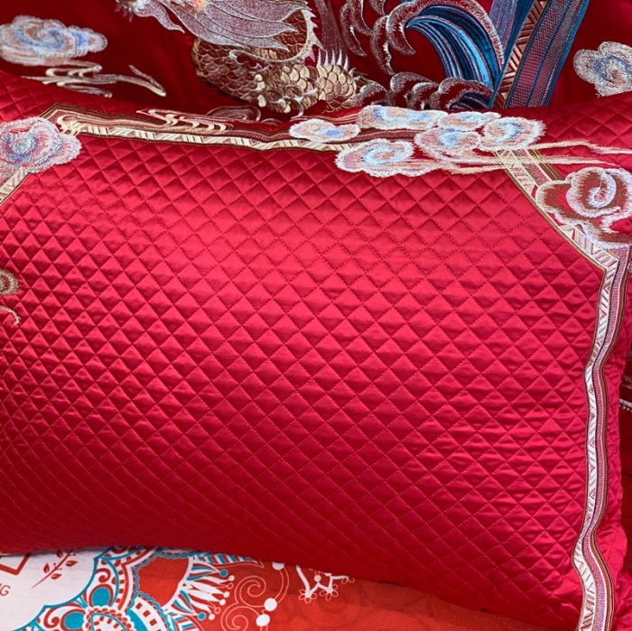 91家纺网 家纺一手货源 找家纺 缔缦 2022新款全棉婚庆系列四件套多件套 龙飞凤舞