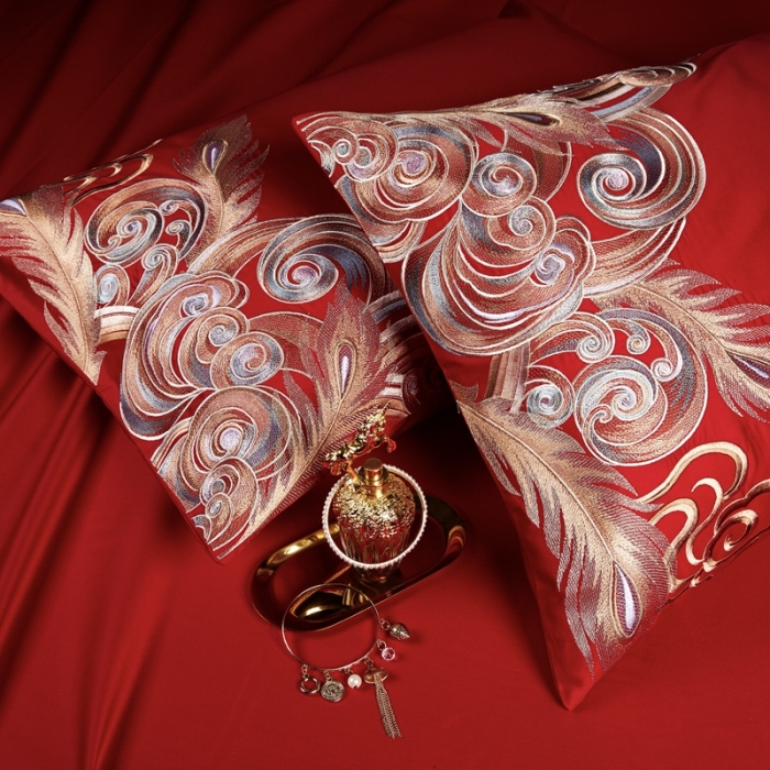 91家纺网 家纺一手货源 找家纺 缔缦 2022新款全棉婚庆系列四件套多件套 龙凤呈祥场景1