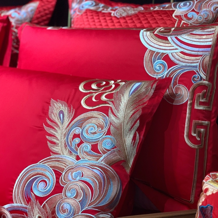 91家纺网 家纺一手货源 找家纺 缔缦 2022新款全棉婚庆系列四件套多件套 龙凤呈祥场景2