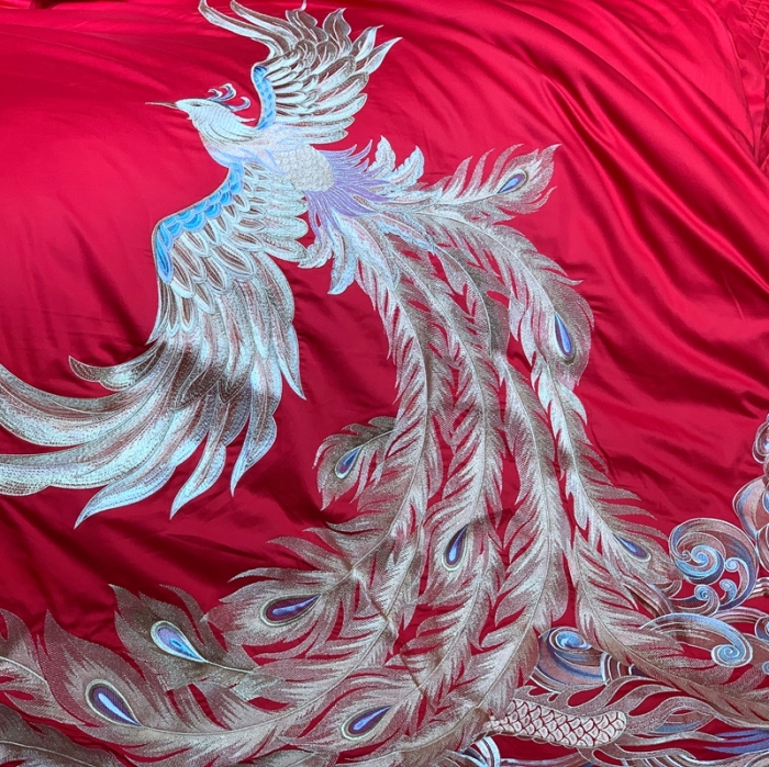 91家纺网 家纺一手货源 找家纺 缔缦 2022新款全棉婚庆系列四件套多件套 龙凤呈祥场景2