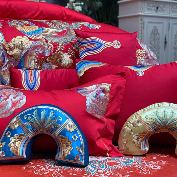 91家纺网 家纺一手货源 找家纺 缔缦 2022新款全棉婚庆系列四件套多件套 情深似海