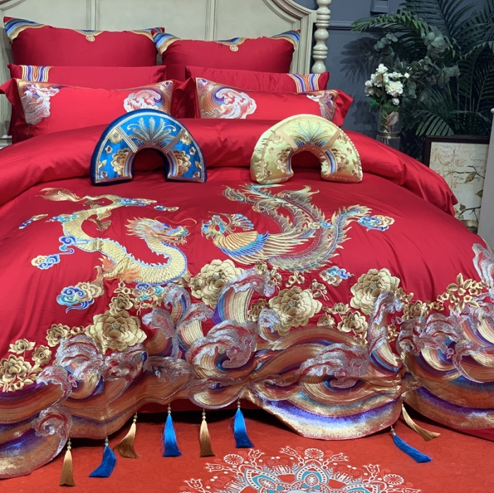 91家纺网 家纺一手货源 找家纺 缔缦 2022新款全棉婚庆系列四件套多件套 情深似海