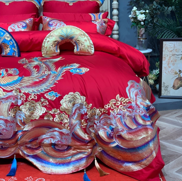 91家纺网 家纺一手货源 找家纺 缔缦 2022新款全棉婚庆系列四件套多件套 情深似海