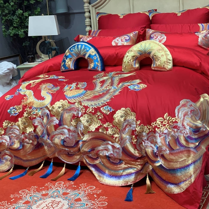 91家纺网 家纺一手货源 找家纺 缔缦 2022新款全棉婚庆系列四件套多件套 情深似海