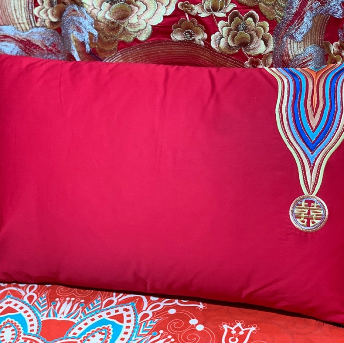 91家纺网 家纺一手货源 找家纺 缔缦 2022新款全棉婚庆系列四件套多件套 情深似海