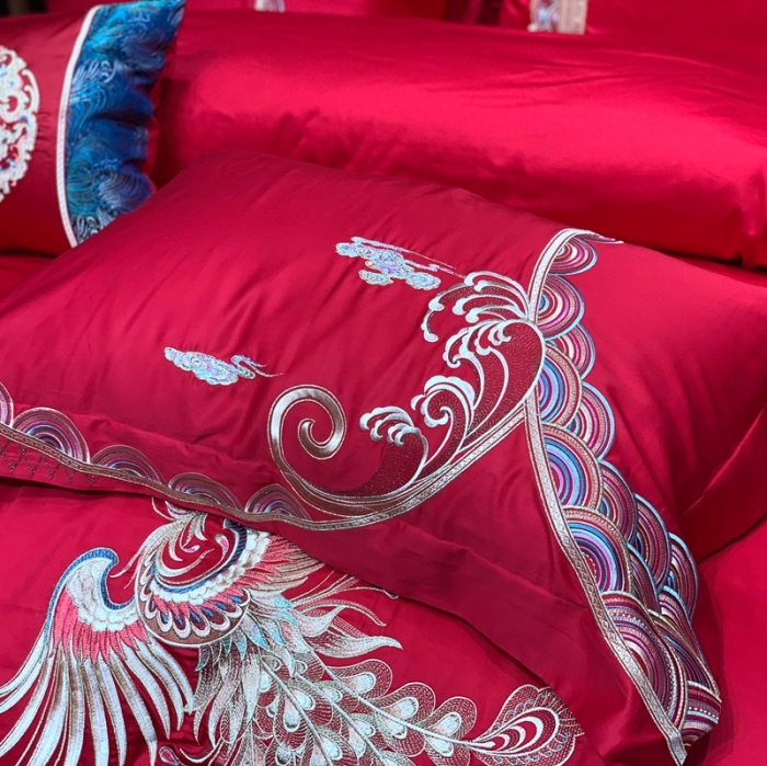 91家纺网 家纺一手货源 找家纺 缔缦 2022新款全棉婚庆系列四件套多件套 天赐良缘