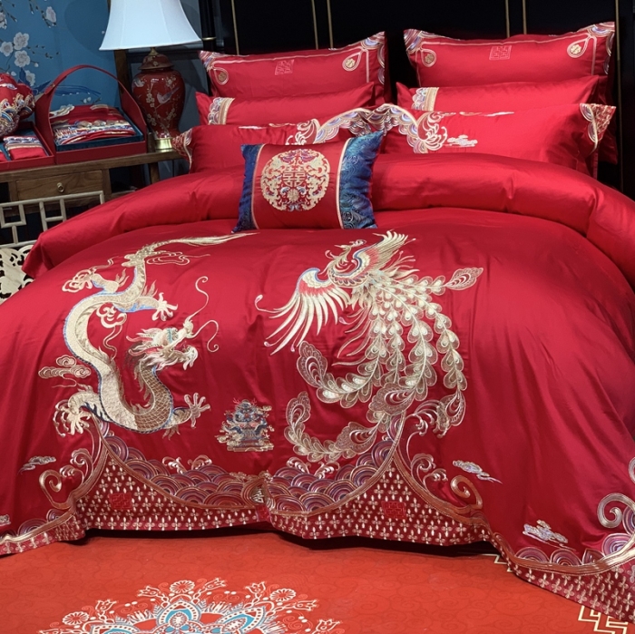 91家纺网 家纺一手货源 找家纺 缔缦 2022新款全棉婚庆系列四件套多件套 天赐良缘