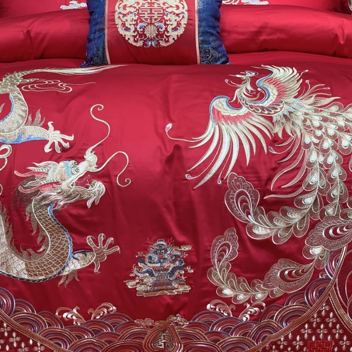 91家纺网 家纺一手货源 找家纺 缔缦 2022新款全棉婚庆系列四件套多件套 天赐良缘