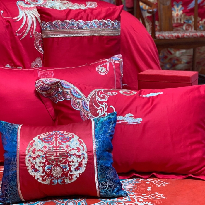 91家纺网 家纺一手货源 找家纺 缔缦 2022新款全棉婚庆系列四件套多件套 天赐良缘