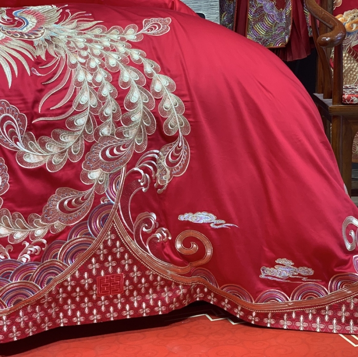 91家纺网 家纺一手货源 找家纺 缔缦 2022新款全棉婚庆系列四件套多件套 天赐良缘