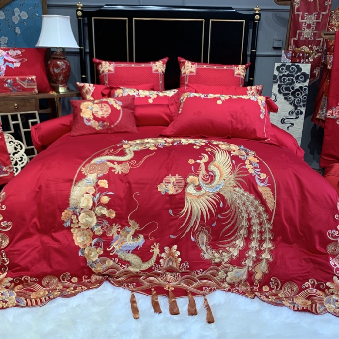 91家纺网 家纺一手货源 找家纺 缔缦 2022新款全棉婚庆系列四件套多件套 往后余生