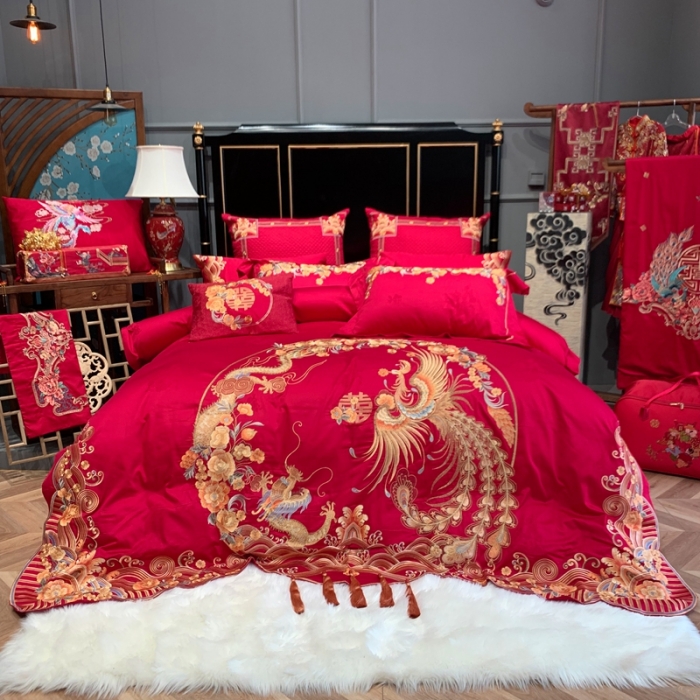 91家纺网 家纺一手货源 找家纺 缔缦 2022新款全棉婚庆系列四件套多件套 往后余生