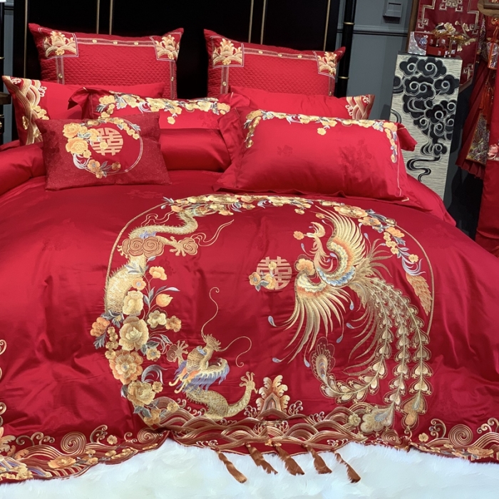 91家纺网 家纺一手货源 找家纺 缔缦 2022新款全棉婚庆系列四件套多件套 往后余生