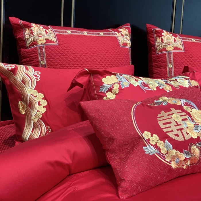 91家纺网 家纺一手货源 找家纺 缔缦 2022新款全棉婚庆系列四件套多件套 往后余生