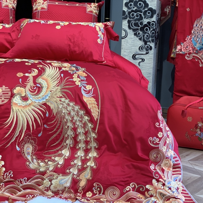 91家纺网 家纺一手货源 找家纺 缔缦 2022新款全棉婚庆系列四件套多件套 往后余生