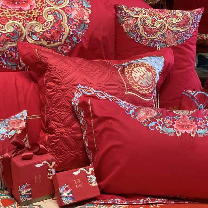 91家纺网 家纺一手货源 找家纺 缔缦 2022新款全棉婚庆系列四件套多件套 真爱永随