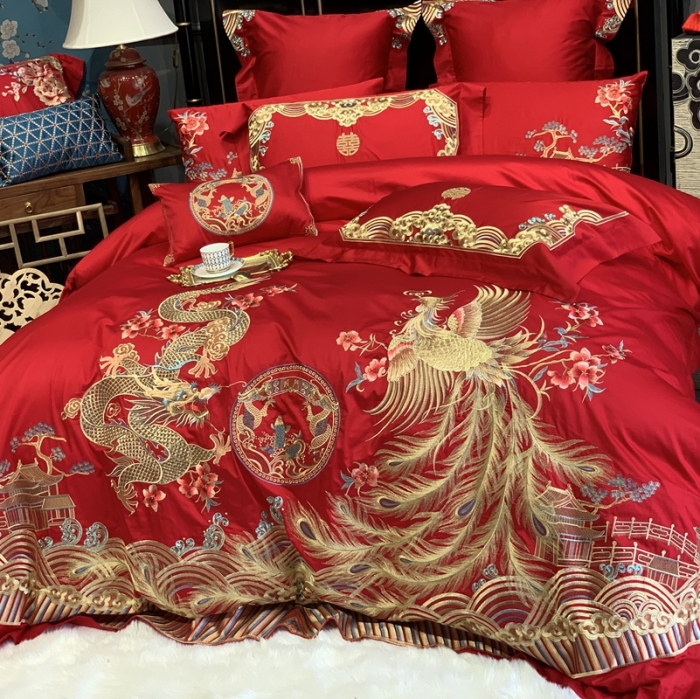 91家纺网 家纺一手货源 找家纺 缔缦 2022新款全棉婚庆系列四件套多件套 只为遇见你