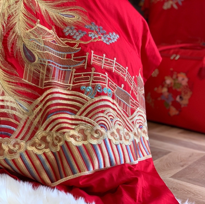 91家纺网 家纺一手货源 找家纺 缔缦 2022新款全棉婚庆系列四件套多件套 只为遇见你