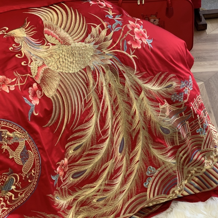 91家纺网 家纺一手货源 找家纺 缔缦 2022新款全棉婚庆系列四件套多件套 只为遇见你