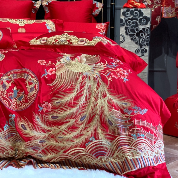 91家纺网 家纺一手货源 找家纺 缔缦 2022新款全棉婚庆系列四件套多件套 只为遇见你