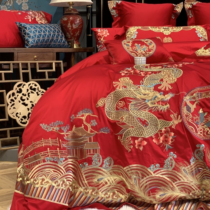 91家纺网 家纺一手货源 找家纺 缔缦 2022新款全棉婚庆系列四件套多件套 只为遇见你