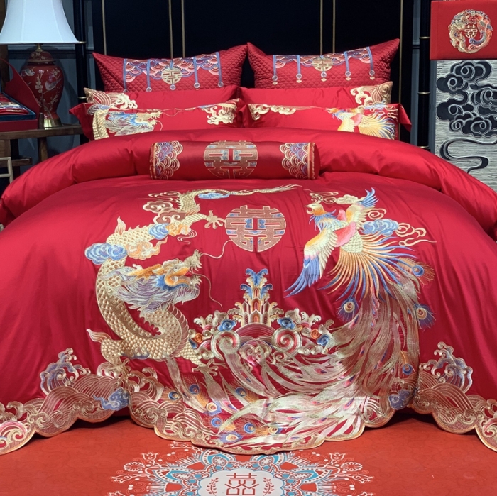 91家纺网 家纺一手货源 找家纺 缔缦 2022新款全棉婚庆系列四件套多件套 至尊龙凤