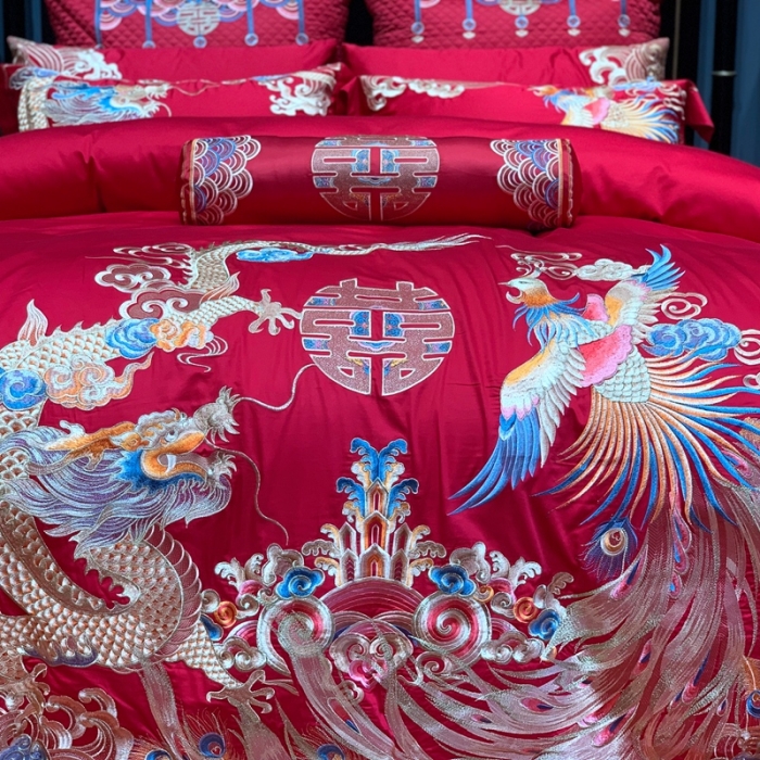 91家纺网 家纺一手货源 找家纺 缔缦 2022新款全棉婚庆系列四件套多件套 至尊龙凤