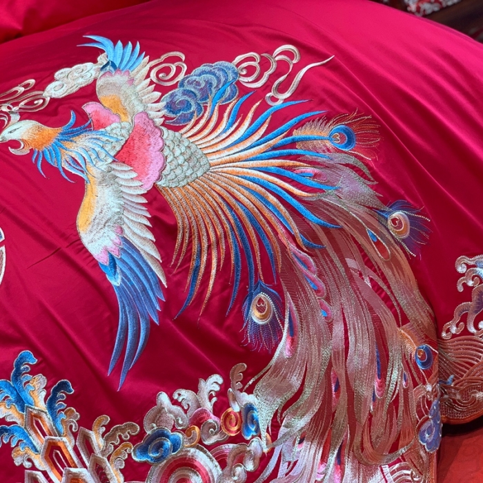 91家纺网 家纺一手货源 找家纺 缔缦 2022新款全棉婚庆系列四件套多件套 至尊龙凤