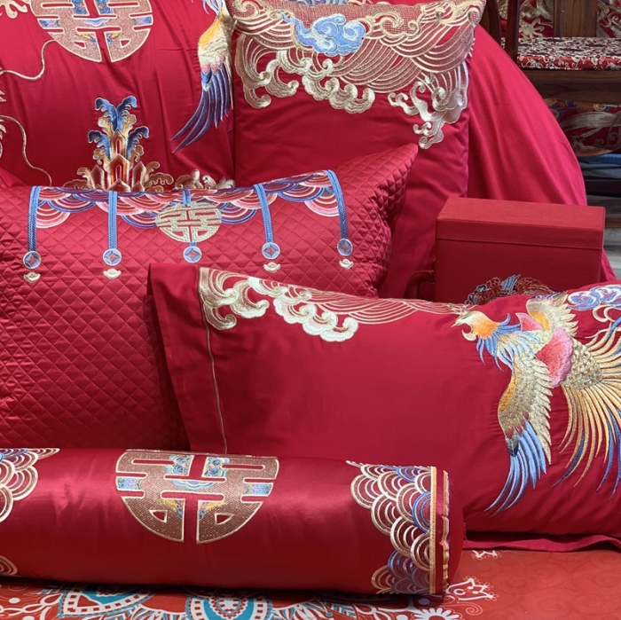 91家纺网 家纺一手货源 找家纺 缔缦 2022新款全棉婚庆系列四件套多件套 至尊龙凤