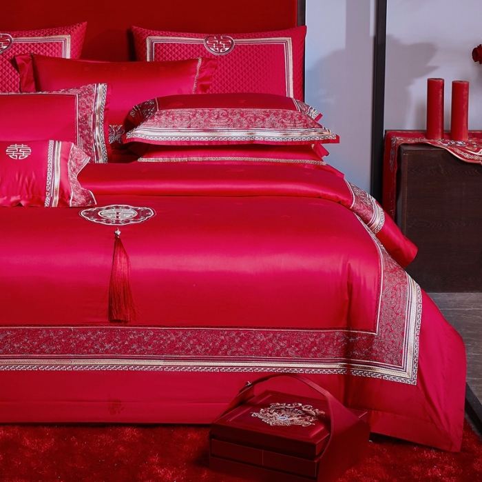 91家纺网 家纺一手货源 找家纺 缔缦 2022新款全棉婚庆系列四件套多件套 最爱