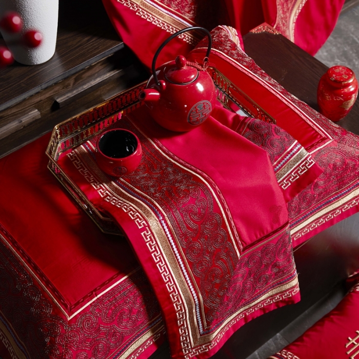 91家纺网 家纺一手货源 找家纺 缔缦 2022新款全棉婚庆系列四件套多件套 最爱