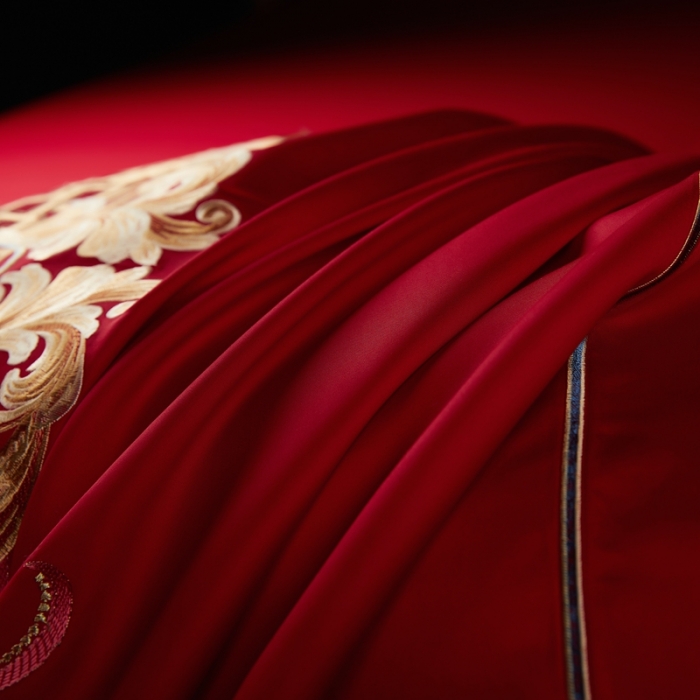 91家纺网 家纺一手货源 找家纺 缔缦 2022新款全棉婚庆系列四件套多件套 龙翔凤瑞场景1