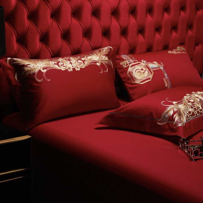 91家纺网 家纺一手货源 找家纺 缔缦 2022新款全棉婚庆系列四件套多件套 龙翔凤瑞场景1