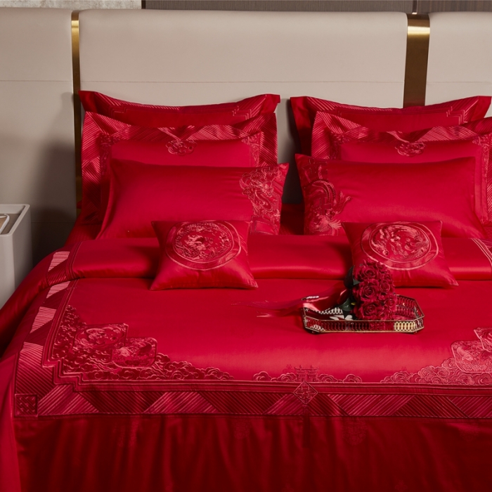 91家纺网 家纺一手货源 找家纺 (总）缔缦 2022新款全棉婚庆系列四件套多件套-东方喜事