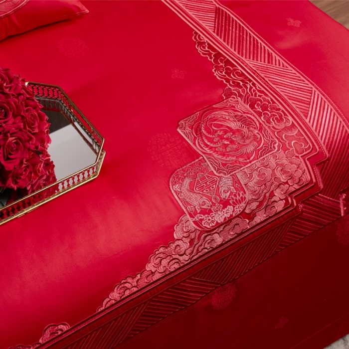 91家纺网 家纺一手货源 找家纺 (总）缔缦 2022新款全棉婚庆系列四件套多件套-东方喜事