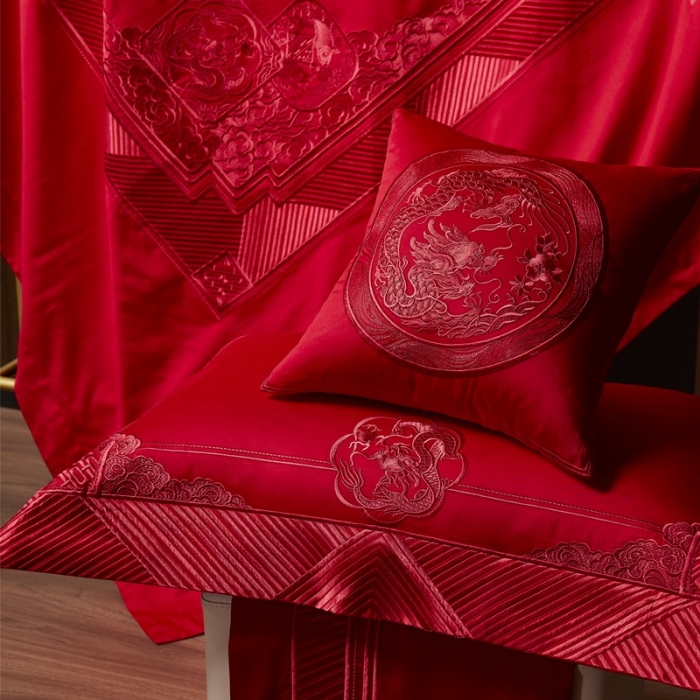 91家纺网 家纺一手货源 找家纺 (总）缔缦 2022新款全棉婚庆系列四件套多件套-东方喜事