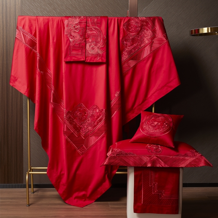 91家纺网 家纺一手货源 找家纺 (总）缔缦 2022新款全棉婚庆系列四件套多件套-东方喜事