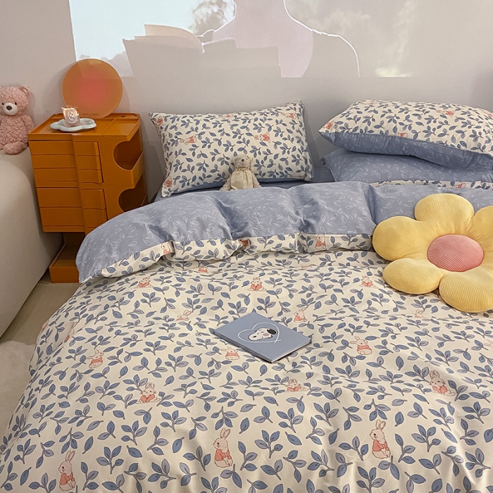 91家纺网 家纺一手货源 找家纺 琪格格纺织 2022新款13372全棉印花四件套 菲菲兔