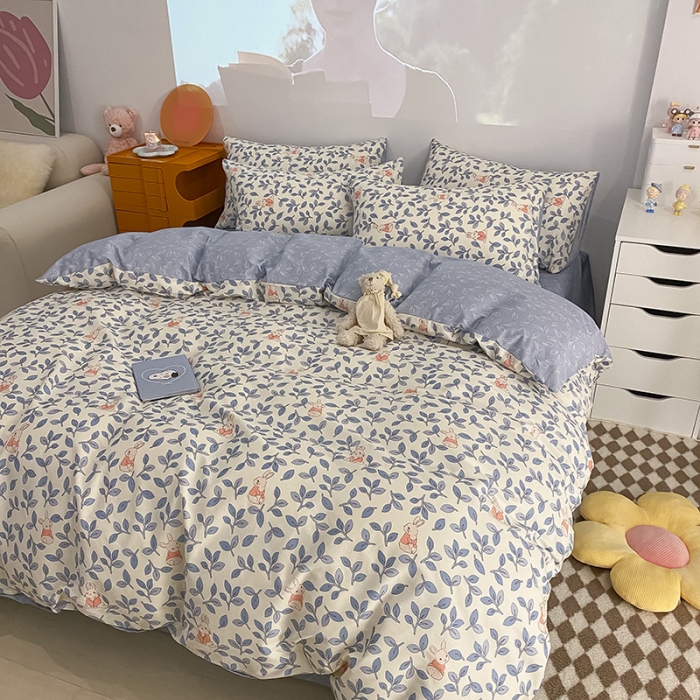 91家纺网 家纺一手货源 找家纺 琪格格纺织 2022新款13372全棉印花四件套 菲菲兔