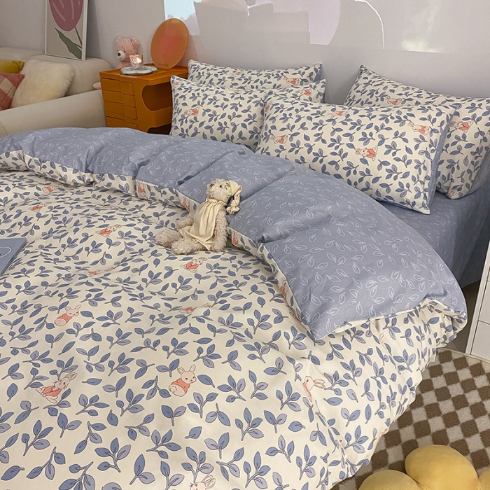 91家纺网 家纺一手货源 找家纺 琪格格纺织 2022新款13372全棉印花四件套 菲菲兔