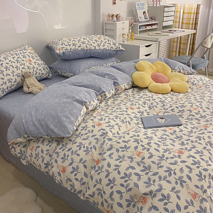 91家纺网 家纺一手货源 找家纺 琪格格纺织 2022新款13372全棉印花四件套 菲菲兔