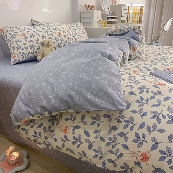 91家纺网 家纺一手货源 找家纺 琪格格纺织 2022新款13372全棉印花四件套 菲菲兔