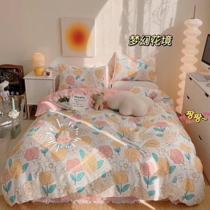 91家纺网 家纺一手货源 找家纺 顾里 2022新款13372全棉四件套-韩系花卉类 梦幻花境