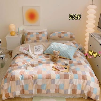 91家纺网 家纺一手货源 找家纺 （总）顾里 2022新款13372全棉四件套-几何渐变