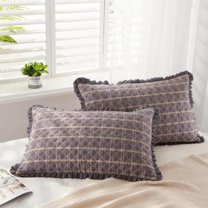 91家纺网 家纺一手货源 找家纺 （总）杜先生2021新款水洗棉花边绗缝夹棉枕套48*74一对