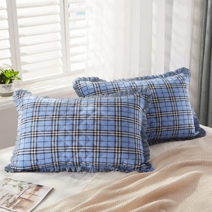 91家纺网 家纺一手货源 找家纺 （总）杜先生2021新款水洗棉花边绗缝夹棉枕套48*74一对